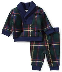 Ralph Lauren Baby Boys Plaid Fleece Sweatshirt & Pants Set