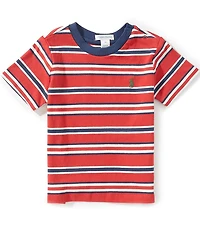 Ralph Lauren Baby Boys Short Sleeve Contrast Neckline Stripe Jersey T-Shirt