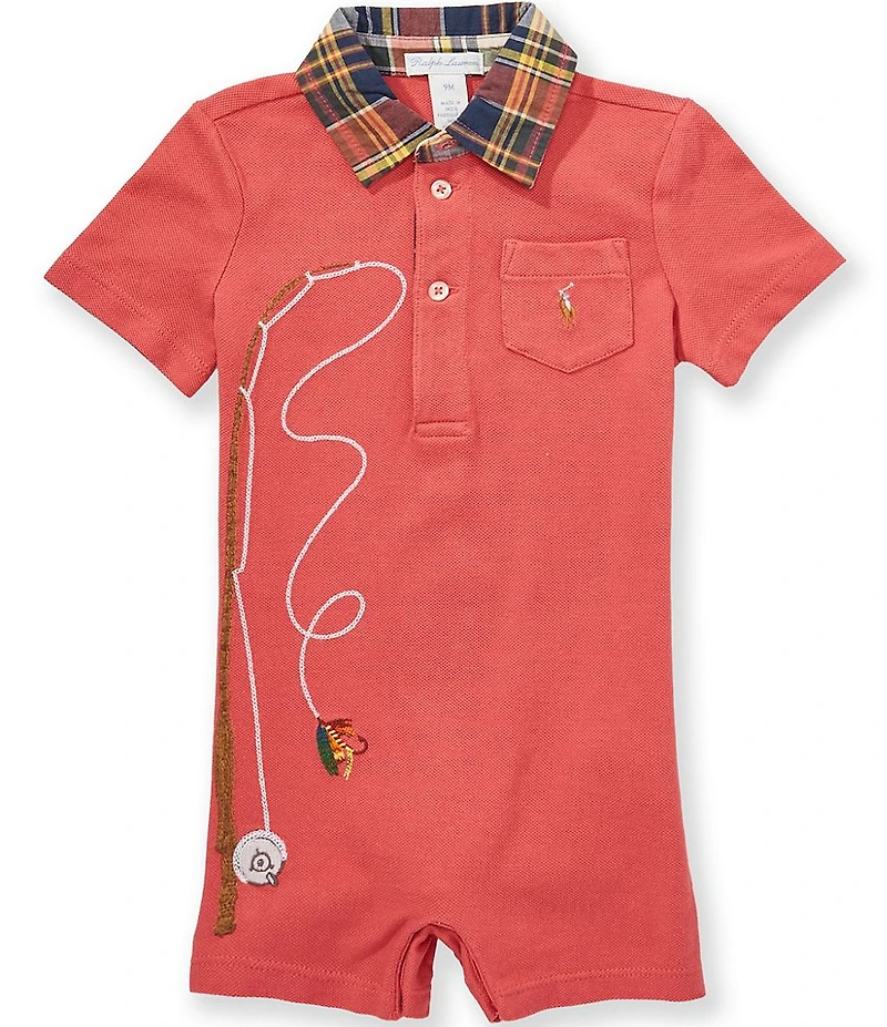 Ralph Lauren Baby Boys Short Sleeve Fishing Pole Polo Shortalls