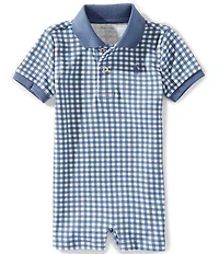 Ralph Lauren Baby Boys Short Sleeve Gingham Soft Cotton Polo Shortall