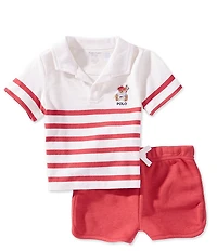 Ralph Lauren Baby Boys Short-Sleeve Polo Bear Jersey Shirt & Terrycloth Shorts Set