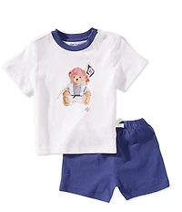 Ralph Lauren Baby Boys Short-Sleeve Polo Bear Jersey T-Shirt & Shorts Set