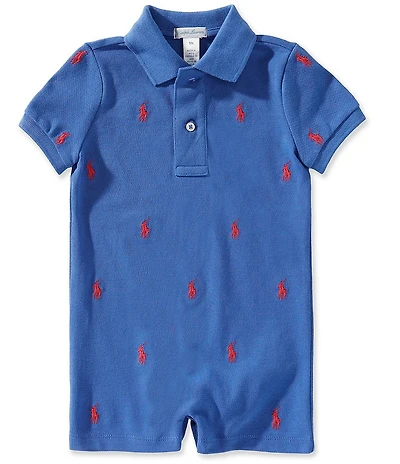 Ralph Lauren Baby Boys Short Sleeve Polo Pony Cotton Mesh Polo Shortall