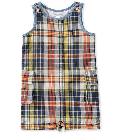 Ralph Lauren Baby Boys Stripe Crew Neck Sleeveless Madras Shortall