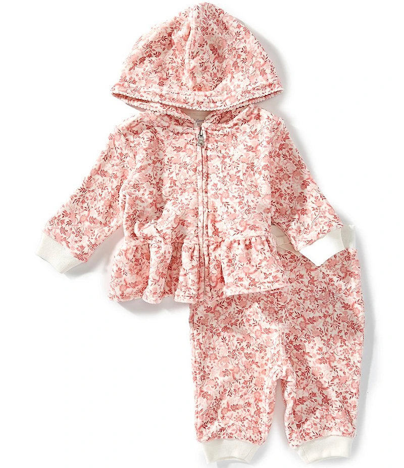 Ralph Lauren Baby Girls Long-Sleeve Floral Brushed-Velour Hoodie & Jogger Pants Set