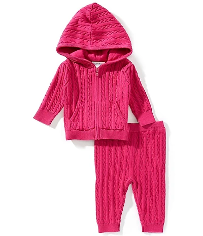 Ralph Lauren Baby Girls Long Sleeve Mini-Cable Hoodie & Matching Pants Set