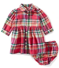 Ralph Lauren Baby Girls Long-Sleeve Plaid Twill Shirtdress