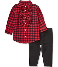 Ralph Lauren Baby Girls Plaid Till Shirt & Jersey Leggings Set