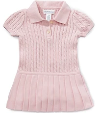 Ralph Lauren Baby Girls Puffed-Sleeve Mini-Cable Sweater Dress