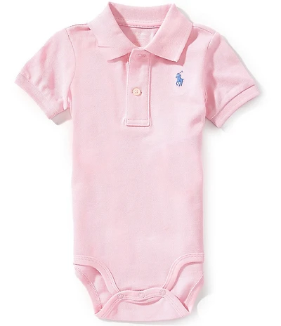 Ralph Lauren Baby Girls Short-Sleeve Ribbed Polo Collar Mesh Bodysuit