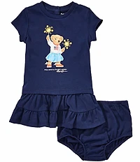Ralph Lauren Baby Girls Short Sleeve Polo Bear Tiered Dress