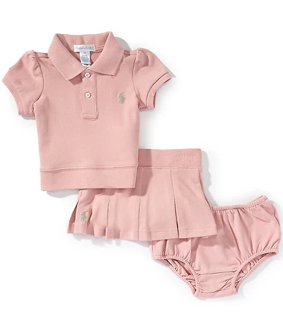 Ralph Lauren Baby Girls Short-Sleeve Stretch Mesh Polo Shirt & Skort Set