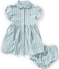 Ralph Lauren Baby Girls Short-Sleeve Striped Knit Oxford Shirtdress