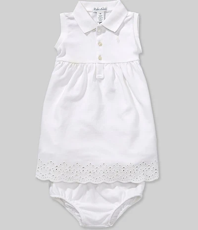 Ralph Lauren Baby Girls Sleeveless Eyelet Stretch Mesh Polo Dress