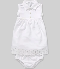 Ralph Lauren Baby Girls Sleeveless Eyelet Stretch Mesh Polo Dress