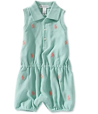 Ralph Lauren Baby Girls Sleeveless Polo Pony Bubble Romper