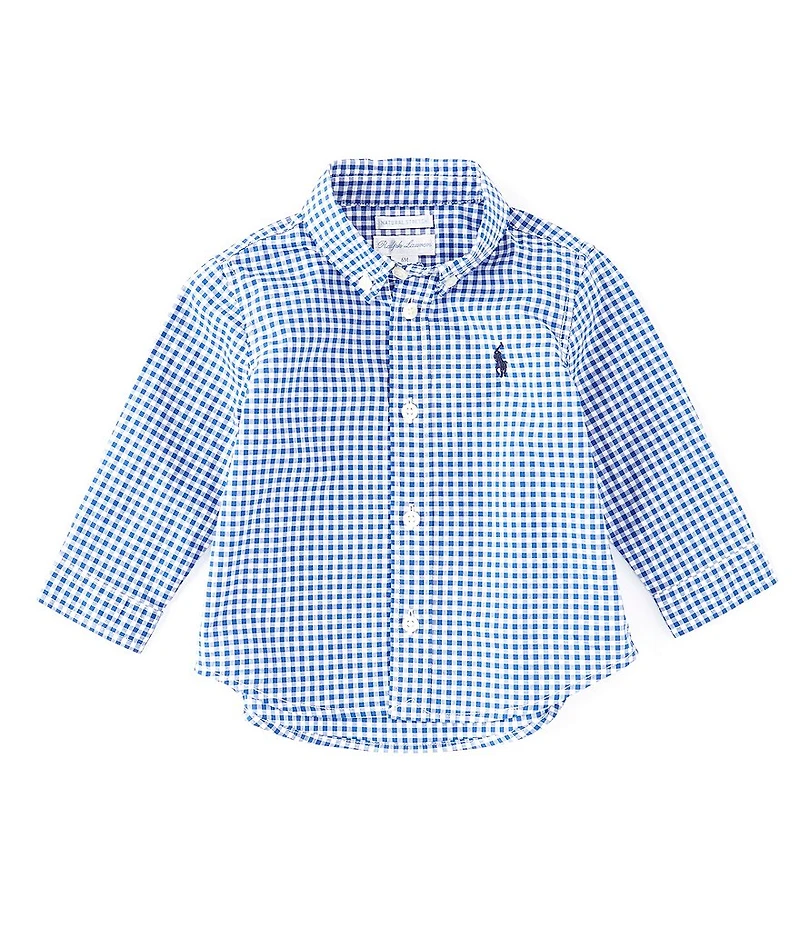 Ralph Lauren Baby Boys Long Sleeve Gingham-Check Poplin Shirt