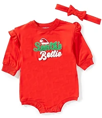 Rare Editions Baby Girls Long-Sleeve Santa's Bestie Bodysuit