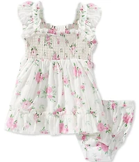 Rare Editions Baby Girls Flutter Sleeve Floral Printed Gauze Fit-And-Flare Dress