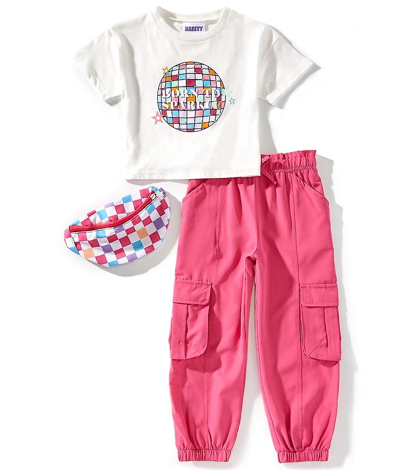 Rare Editions Little Girls Short-Sleeve Graphic T-Shirt & Solid Cargo Pant Set