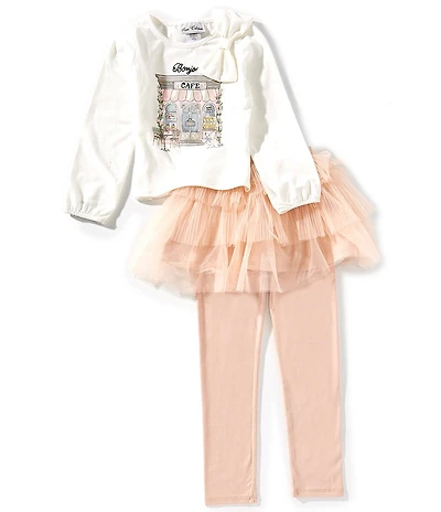 Rare Editions Little Girls Long-Sleeve Fleece Sweatshirt & Tutu-Skirted Leggings Set