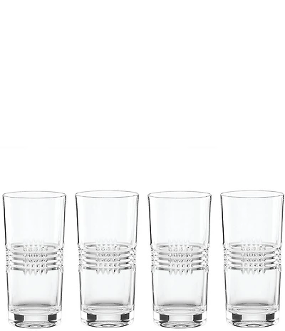 Reed & Barton Sloane Crystal Crosshatch Pattern Highball Glasses, Set of 4