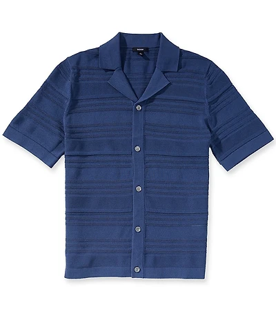 Reiss Darsham Tonal Stripe Short Sleeve Woven Camp Shirt