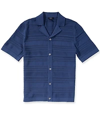 Reiss Darsham Tonal Stripe Short Sleeve Woven Camp Shirt
