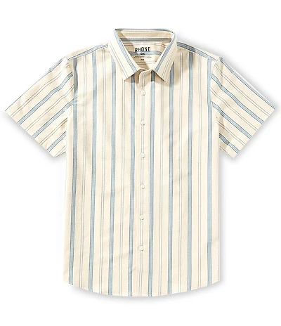 RHONE Brezza Stripe Performance Stretch Short Sleeve Woven Shirt