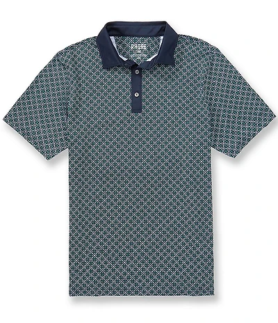 RHONE Drive Time Performance Circle Geo Print Short Sleeve Polo Shirt