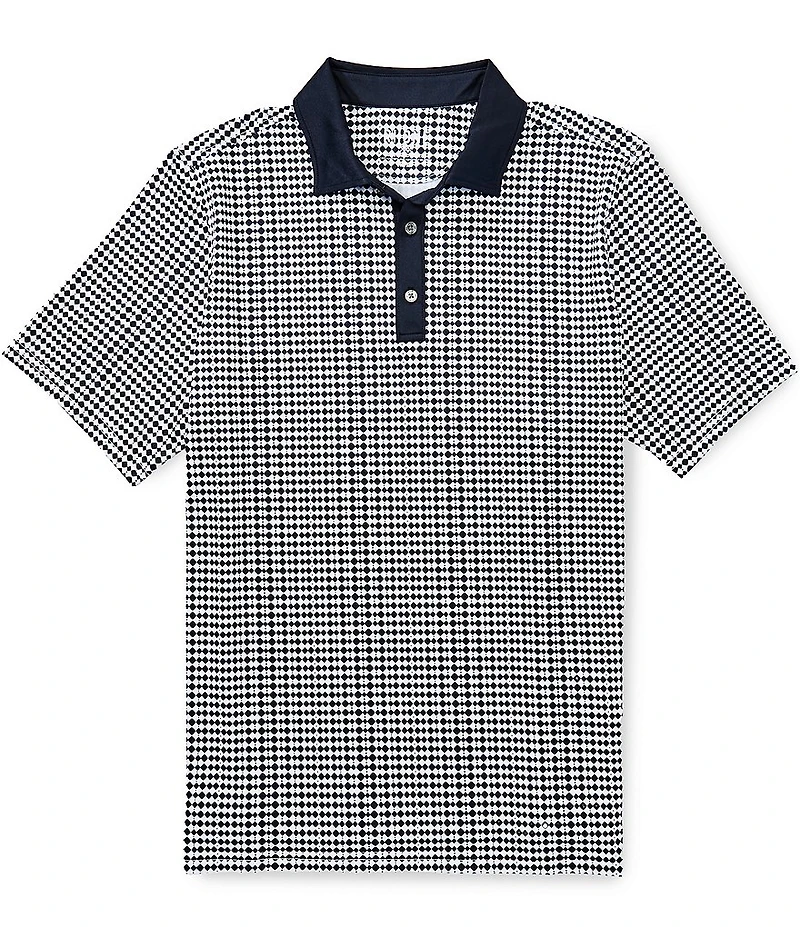 RHONE Drive Time Performance Geo Print Short Sleeve Polo Shirt