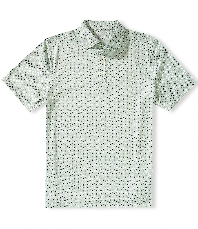 RHONE Drive Time Performance Square Geo Print Short Sleeve Polo Shirt