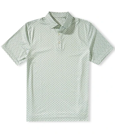 RHONE Drive Time Performance Square Geo Print Short Sleeve Polo Shirt