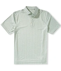RHONE Drive Time Performance Square Geo Print Short Sleeve Polo Shirt