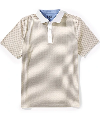 RHONE Golf Sport Diamond Dash Performance Stretch Short Sleeve Polo Shirt