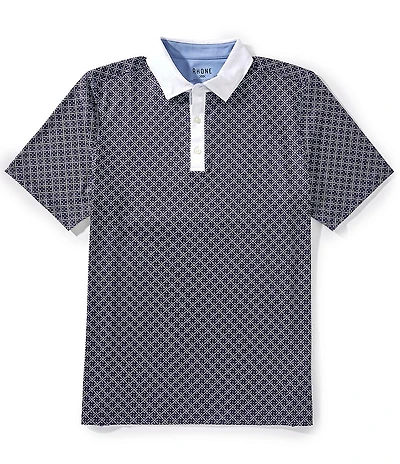 RHONE Golf Sport Geo Print Performance Stretch Short Sleeve Polo Shirt