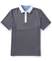 RHONE Golf Sport Geo Print Performance Stretch Short Sleeve Polo Shirt