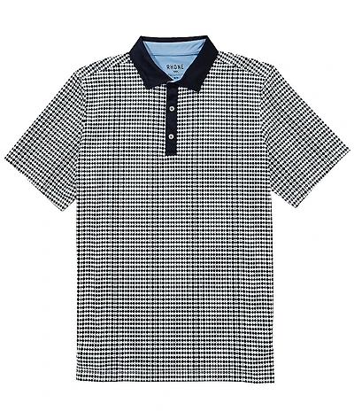 RHONE Golf Sport Mini Geo Print Performance Stretch Short Sleeve Polo Shirt