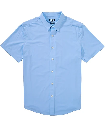 RHONE Performance Stretch Commuter Windowpane Short Sleeve Woven Shirt