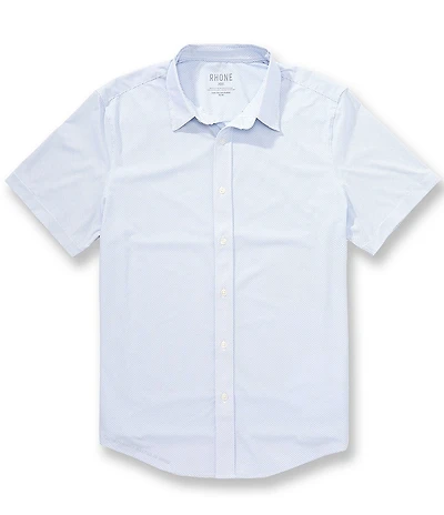 RHONE Slim Fit Commuter Geo Print Short Sleeve Woven Shirt
