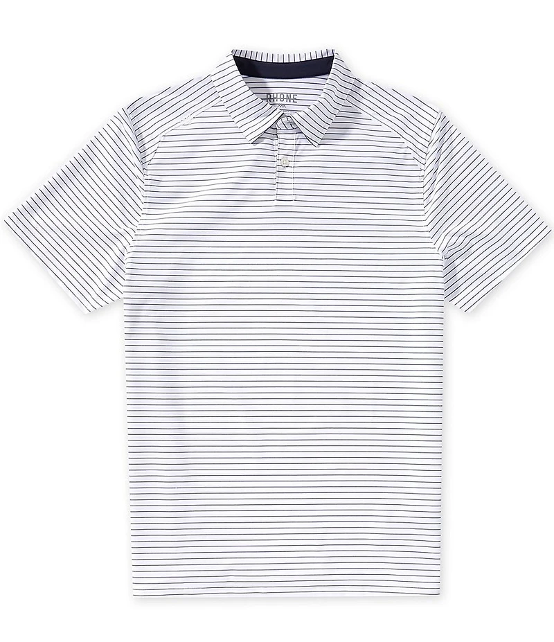 RHONE Slim Fit Commuter Pinstripe Short Sleeve Polo Shirt