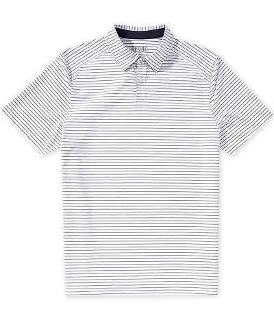 RHONE Slim Fit Commuter Pinstripe Short Sleeve Polo Shirt
