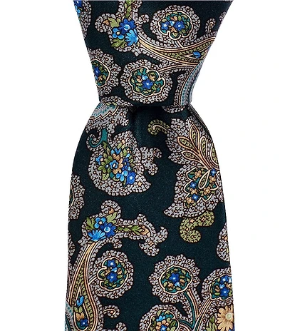 Robert Graham Flower Paisley 3 1/4#double; Silk Tie