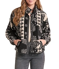 Rock & Roll Denim Paisley Sherpa With Piping Jacket