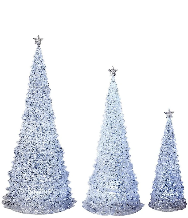 Roman 3-Piece Lighted Glitter Tree Set