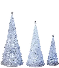 Roman 3-Piece Lighted Glitter Tree Set