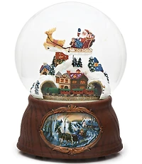 Roman 7#double; Musical Santa & Rotating Train Glitterdome Snow Globe