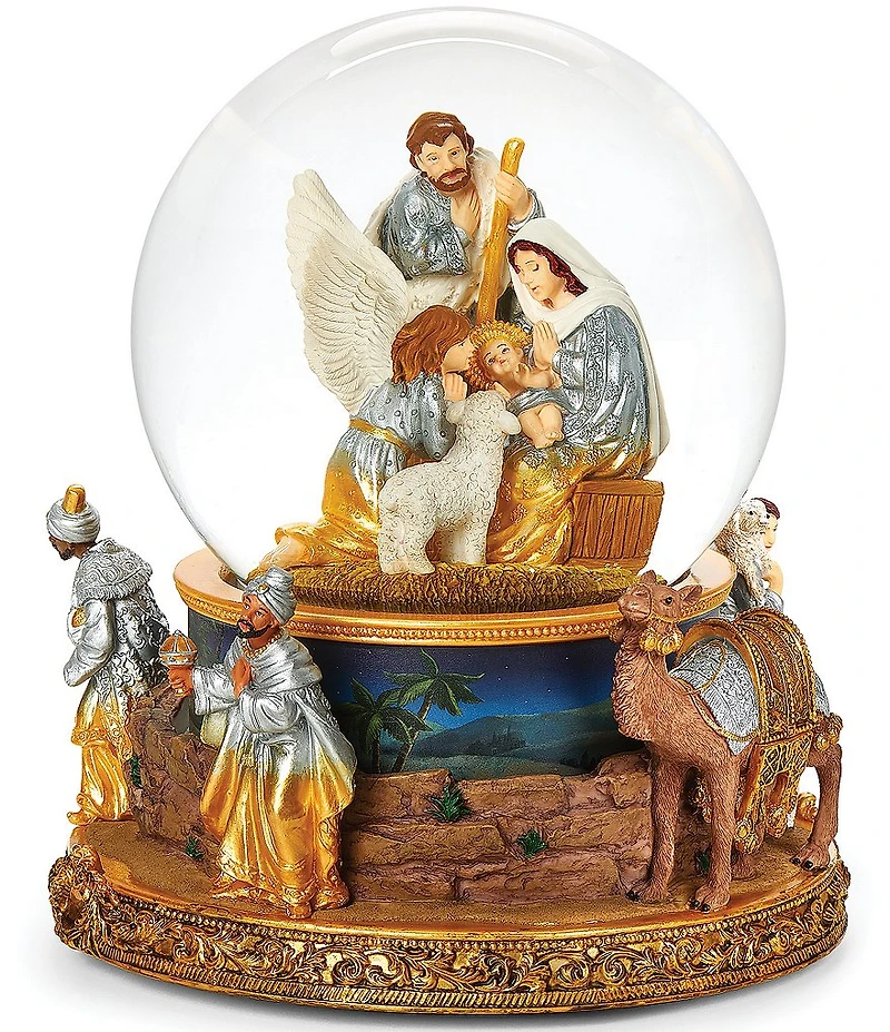 Roman Double Rotating Nativity Musical Glitterdome