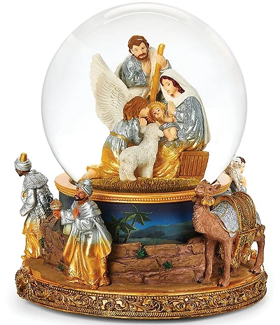 Roman Double Rotating Nativity Musical Glitterdome