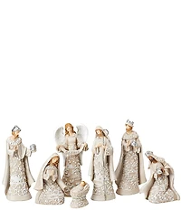 Roman Holy Family 7-Piece Paper Cut Style Nativity Christmas Figurine Set